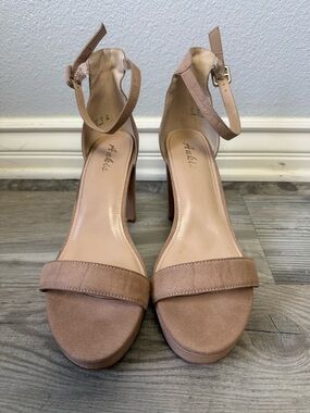 Ankle-Strap Block Heels in Taupe by A New Day